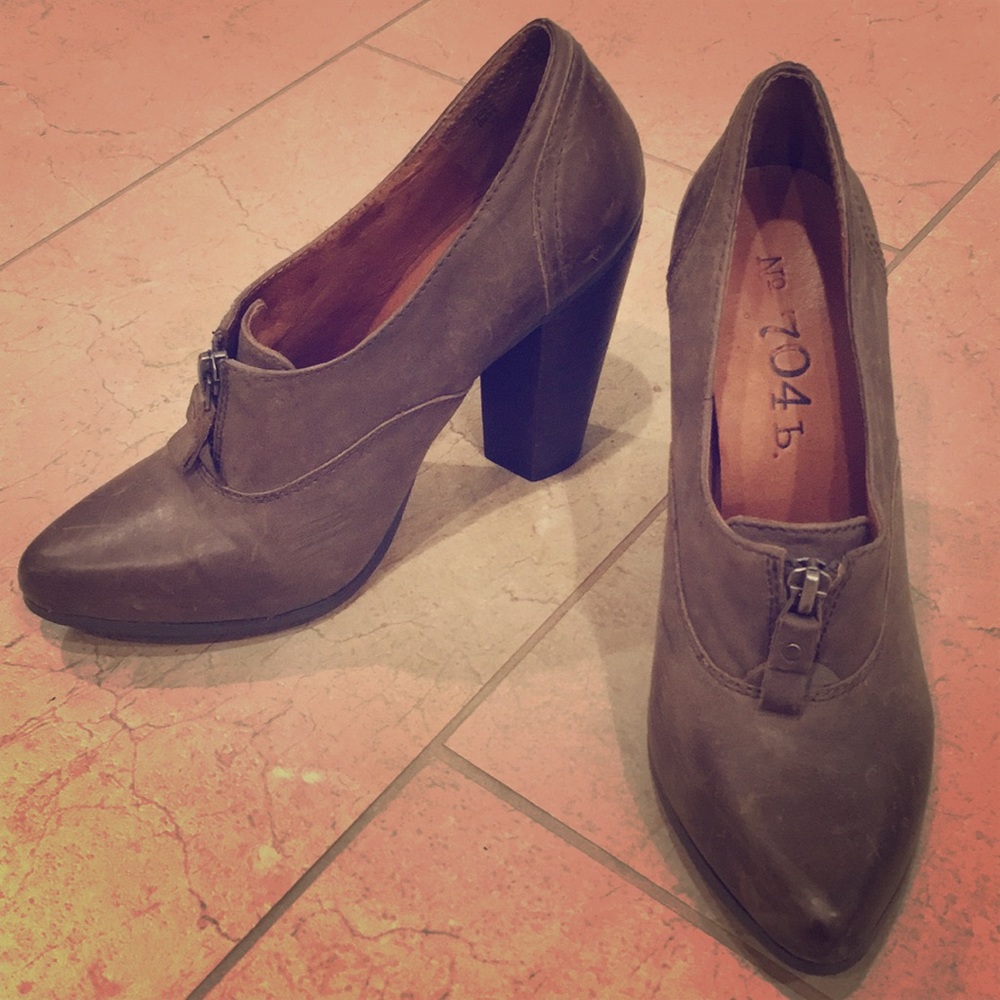 No. 704b grey leather oxford style pumps 37 - Picture 2 of 8